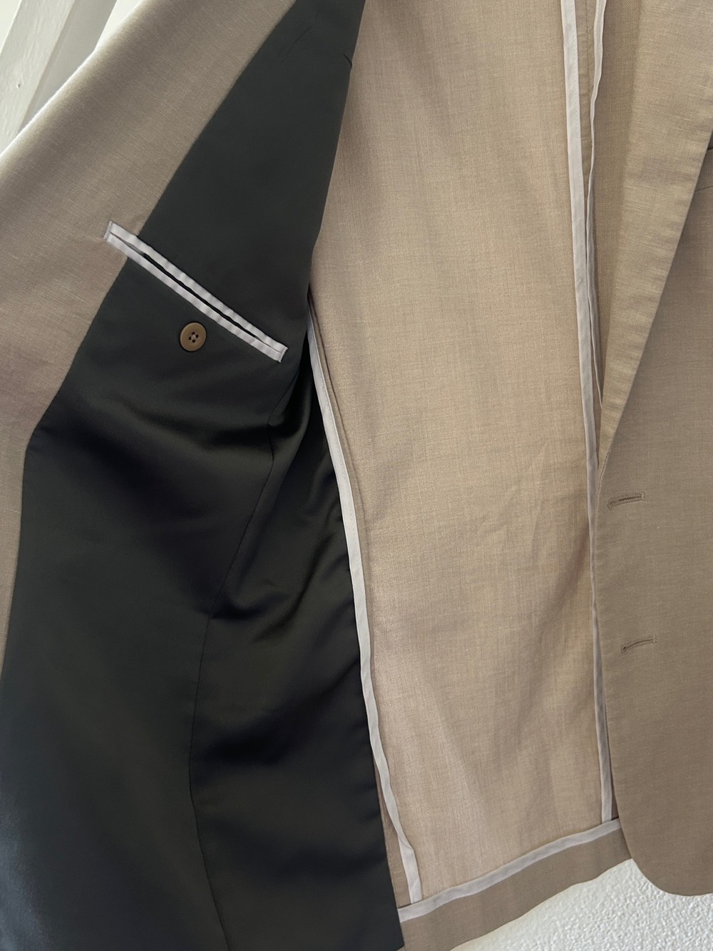 Express Men’s Beige Slim Fit Cotton Linen Lyocell Blazer 36S - Picture 11 of 16